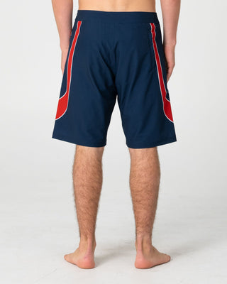 Man wearing Charger Fixed Waist Boardshort in Navy Blue 1