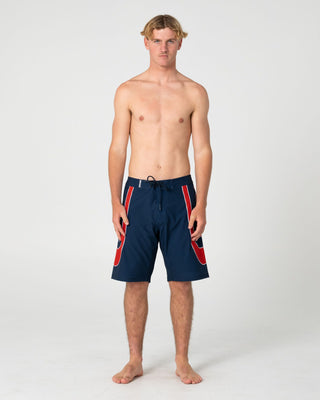 Man wearing Charger Fixed Waist Boardshort in Navy Blue 1