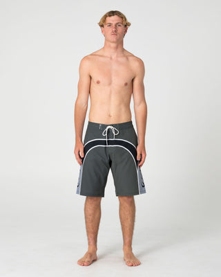 Man wearing Griffin Fixed Waist Boardshort in Army Green