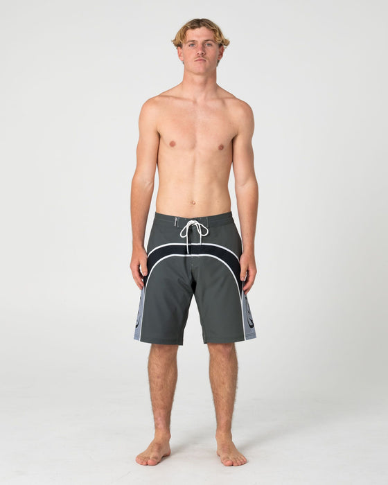 man-wearing-griffin-fixed-waist-boardshort-in-army-green