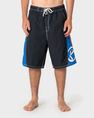 Man wearing Carnage Hybrid Waist Boardshort in Black