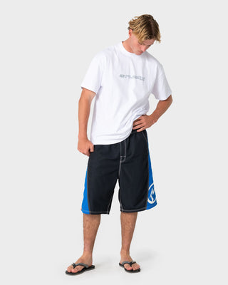 Man wearing Carnage Hybrid Waist Boardshort in Black