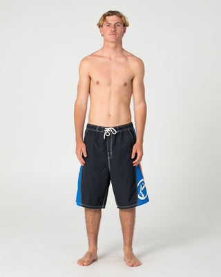 Man wearing Carnage Hybrid Waist Boardshort in Black