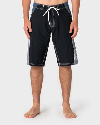 Man wearing Sandglass Fixed Waist Boardshort in Black