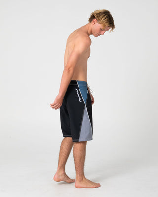 Man wearing Sandglass Fixed Waist Boardshort in Black