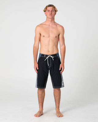 Man wearing Sandglass Fixed Waist Boardshort in Black