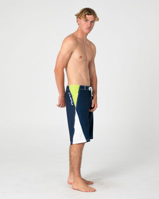 Man wearing Sandglass Fixed Waist Boardshort in Navy Blue 1