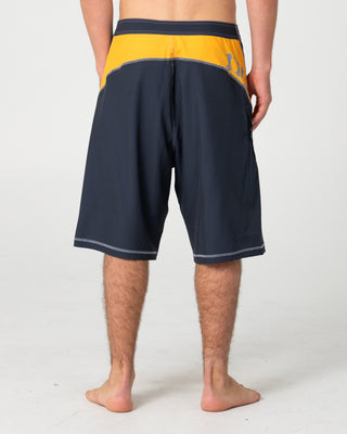 Man wearing Tribalay Fixed Waist Boardshort in Coal