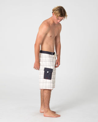Man wearing Scribbla Fixed Waist Boardshort in Cream