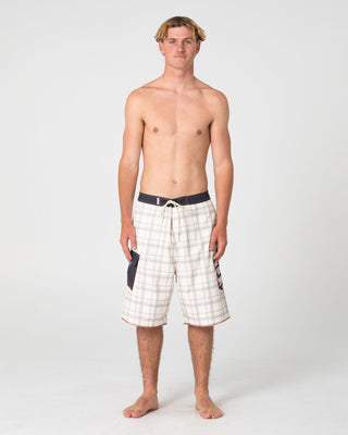 Man wearing Scribbla Fixed Waist Boardshort in Cream