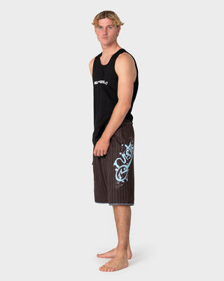Man wearing Scribbla Fixed Waist Boardshort in Java