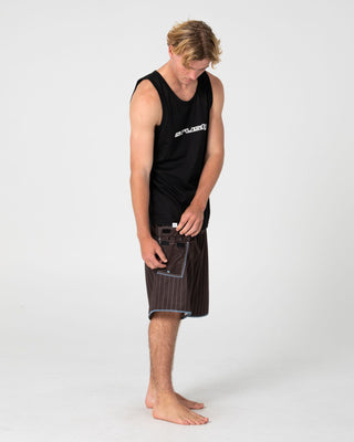 Man wearing Scribbla Fixed Waist Boardshort in Java