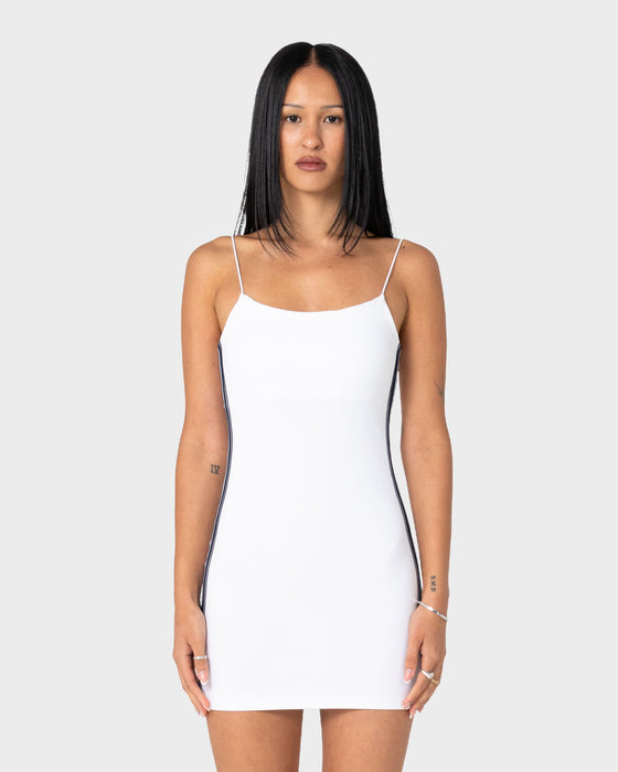 woman-wearing-racer-mini-dress-in-white