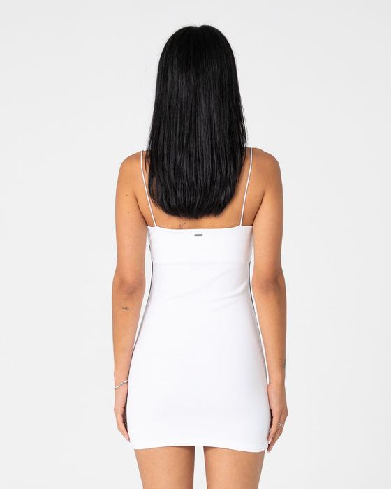 woman-wearing-racer-mini-dress-in-white