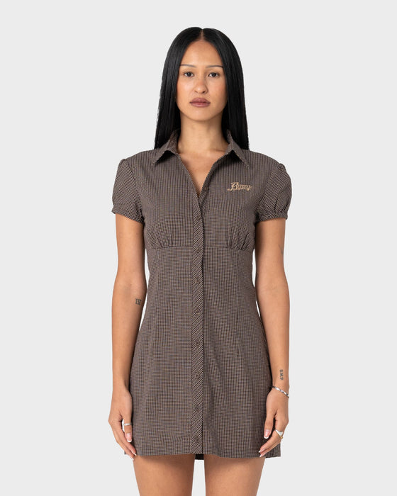 woman-wearing-missy-may-mini-dress-in-java-plaid