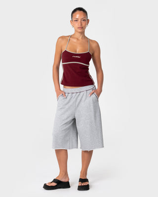 Woman wearing Freo King Fitted Top in Burgundy