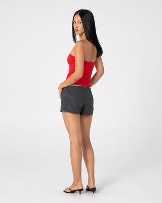 Woman wearing Horny Devil Boob Tube in Red