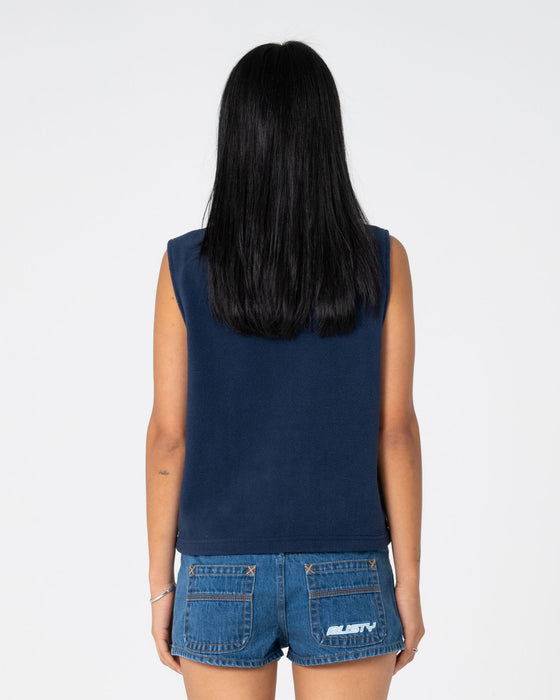 woman-wearing-mr-cool-polar-fleece-vest-in-aqua-dark-blue