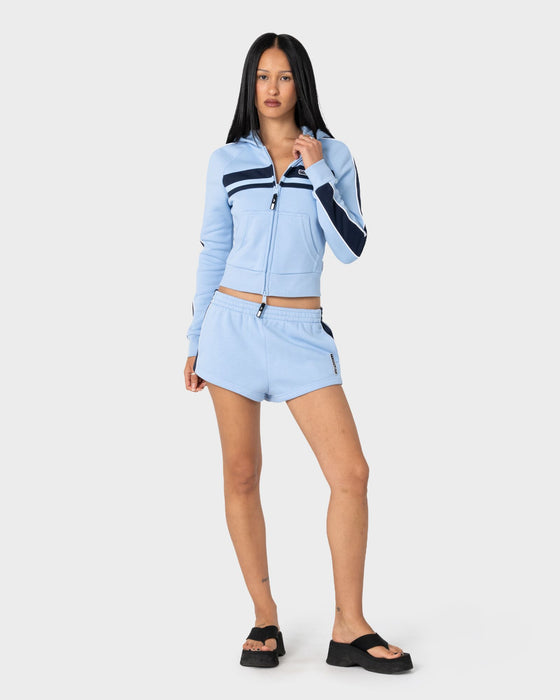 woman-wearing-retro-lines-zip-through-hooded-fleece-in-retro-blue