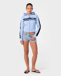 Retro Lines Zip Through Fleece Hoodie
