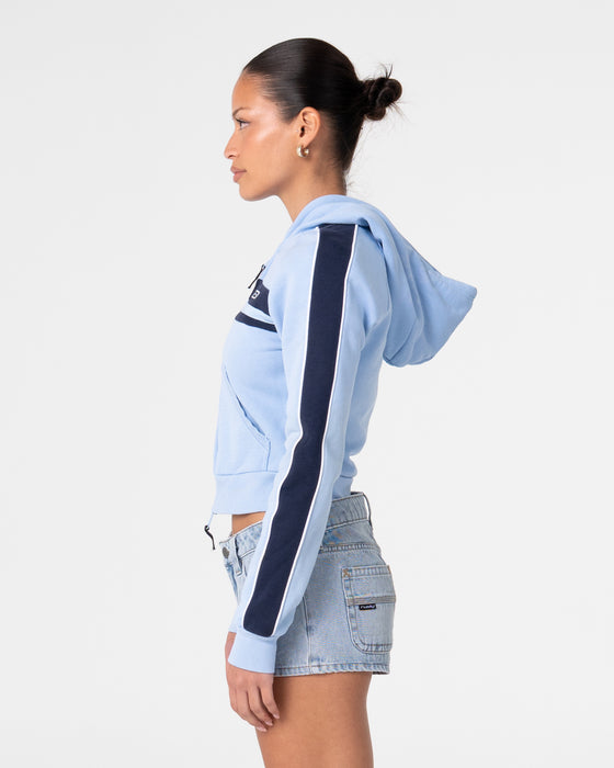 woman-wearing-retro-lines-zip-through-hooded-fleece-in-retro-blue