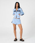 Retro Lines Zip Through Fleece Hoodie