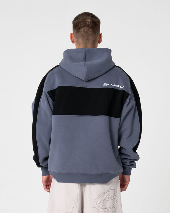 man-wearing-kill-switch-hooded-fleece-in-steel