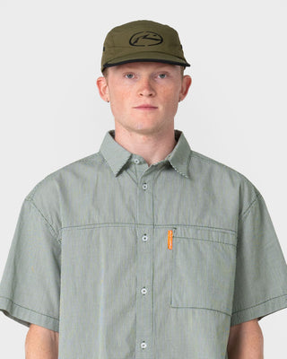 Mens Bright Light Nylon 5 Panel Cap in Army Green