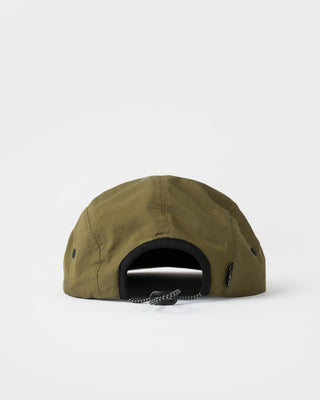 Mens Bright Light Nylon 5 Panel Cap in Army Green