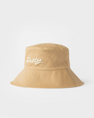 Womens Crush Reversible Bucket Hat in Light Khaki
