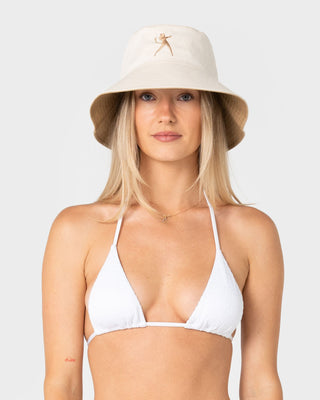 Womens Crush Reversible Bucket Hat in Light Khaki