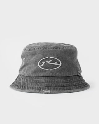 Mens Split Seam Bucket Hat in Washed Black