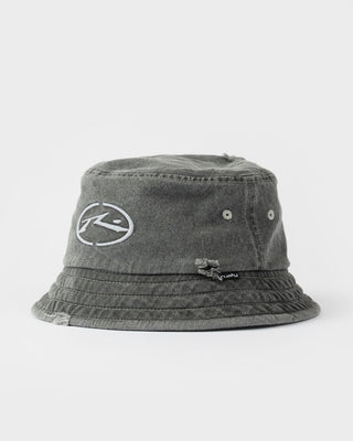 Mens Split Seam Bucket Hat in Washed Black
