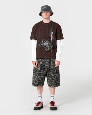 Mens Split Seam Bucket Hat in Washed Black