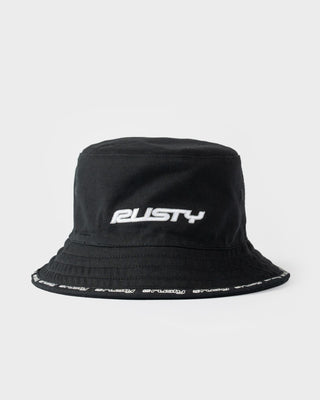 Mens Black List Reversible Bucket Hat in Black