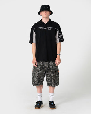 Mens Black List Reversible Bucket Hat in Black