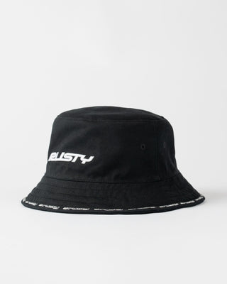 Mens Black List Reversible Bucket Hat in Black