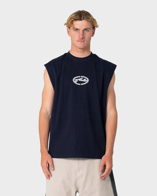 Man wearing Turbo Muscle in Navy Blue