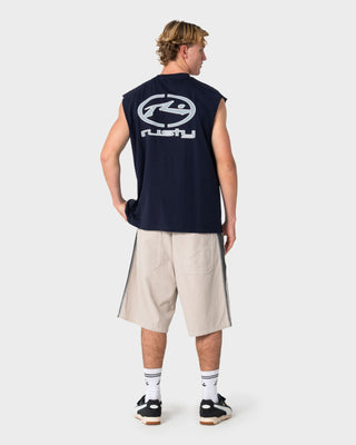 Man wearing Turbo Muscle in Navy Blue