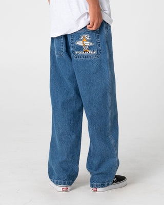 Boy wearing Dr Dot Jeans Boys in Middy Blue