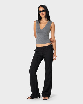 Woman wearing Finance Mummy Low Rise Suit Pant in Black 2
