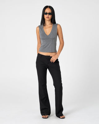 Woman wearing Finance Mummy Low Rise Suit Pant in Black 2