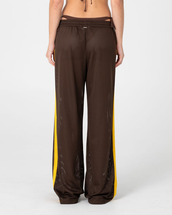 woman-wearing-rag-stripe-wide-leg-mesh-pant-in-java-amber