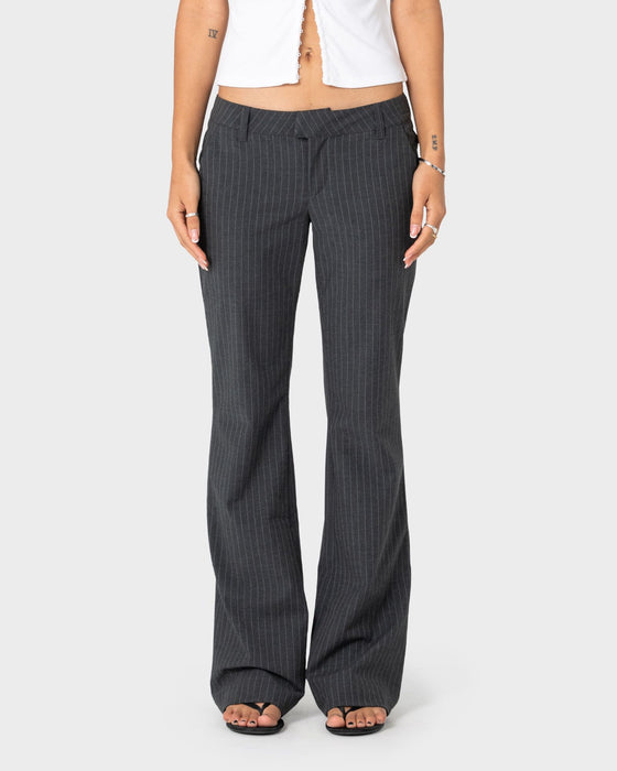 woman-wearing-finance-mummy-pin-s-low-rise-suit-pant-in-grey-pin-stripe