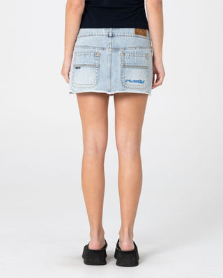 Woman wearing Chaos Low Rise Micro Mini Skirt in Worn Out