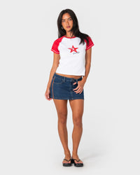 Flip Mommy Low Rise Mini Denim Skirt