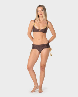 woman-wearing-viper-ruched-sides-bikini-bottom-in-java-gold