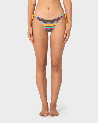 Woman wearing Barbara Stripeson Midi Bikini Bottom in Barbara Stripe
