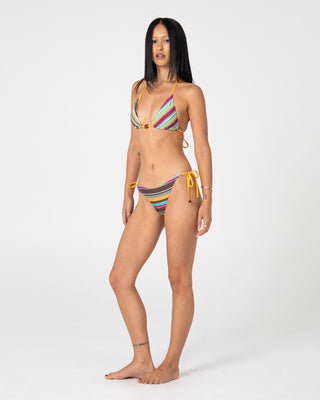 Woman wearing Barbara Stripeson Midi Bikini Bottom in Barbara Stripe