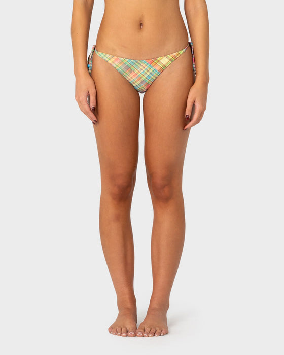woman-wearing-check-moi-midi-side-ties-bikini-bottom-in-multi-check